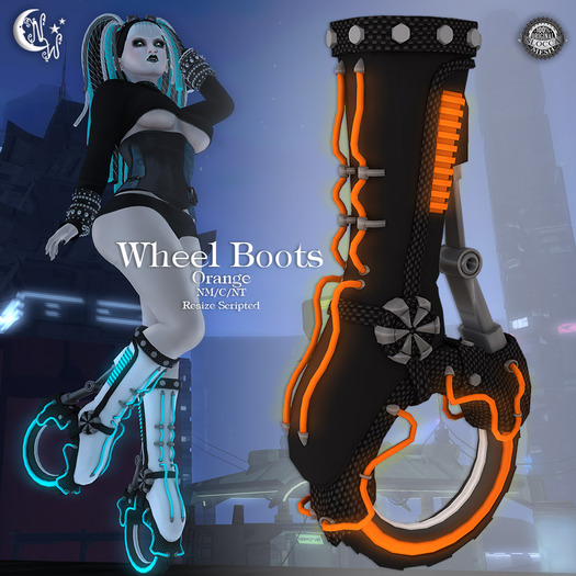*NW* Orange/Black Wheel Boots