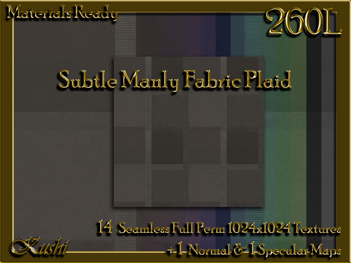 !Kushi! SubtleManlyPLAID Textures -WEAR TO UNPACK