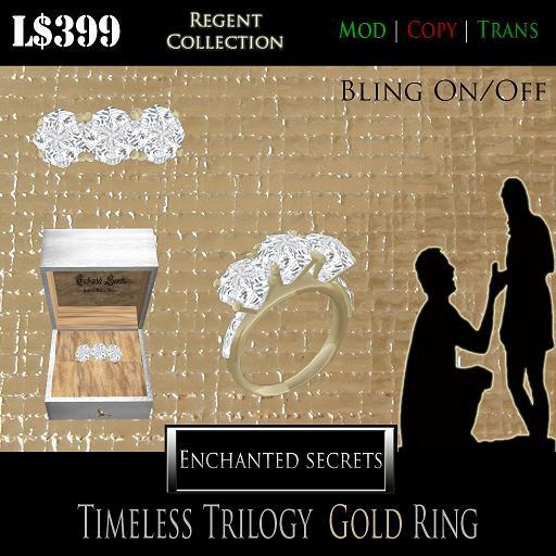 *Enchanted Secrets* Timeless Trilogy Diamond Engagement Ring  (BOXED)