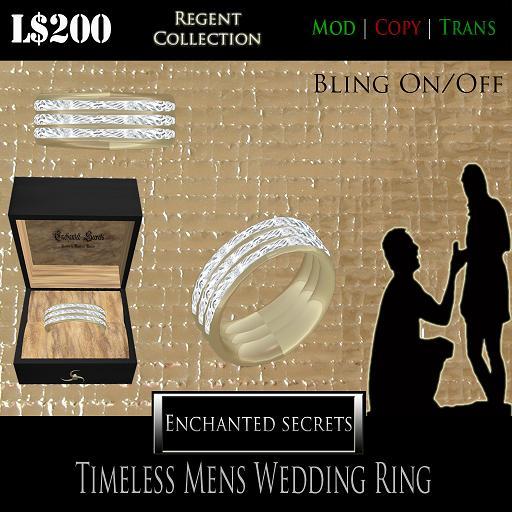 *Enchanted Secrets* Timeless Mens Wedding Ring (BOXED)