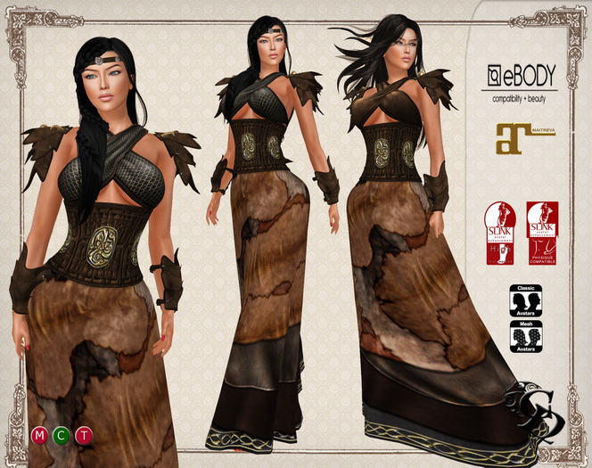 C&N Medieval dress Iscah Black (mesh body compatible)