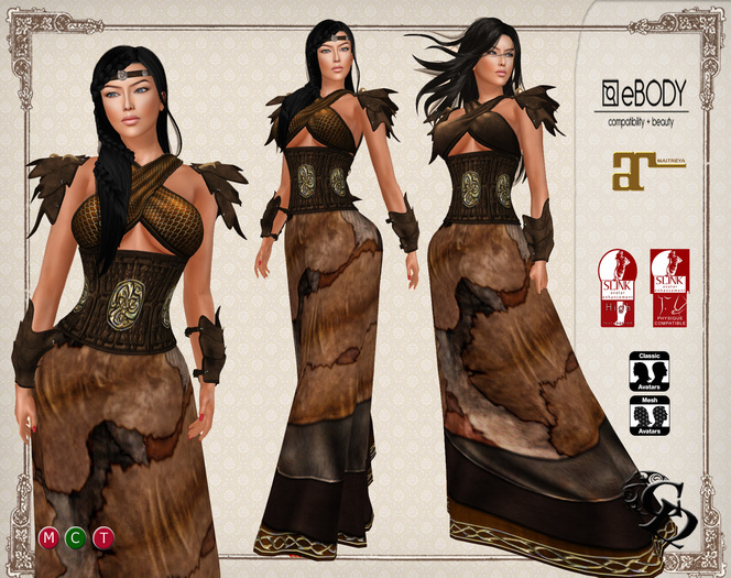 C&N Medieval dress Iscah Brown (mesh body compatible)