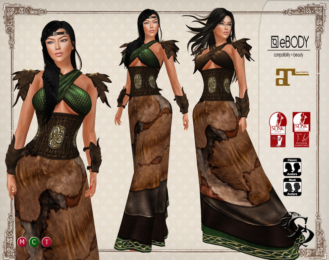 C&N Medieval dress Iscah Green (mesh body compatible)