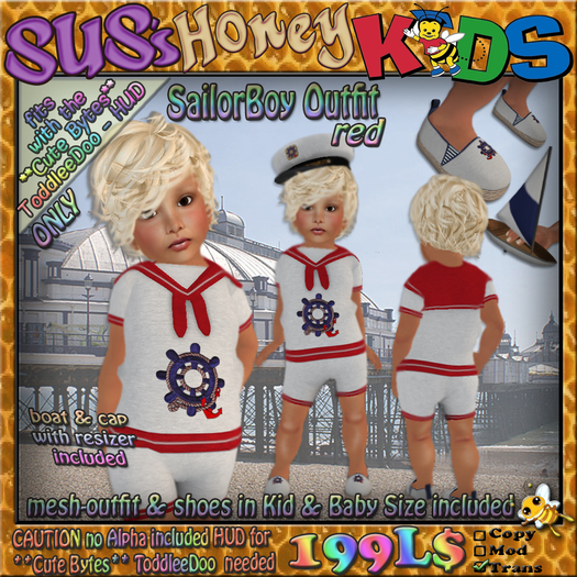 SUS HoneyKids SailorBoy Outfit in red