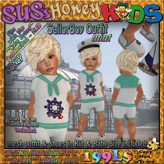 SUS HoneyKids SailorBoy Outfit in mint