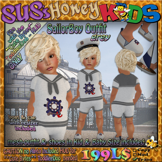 SUS HoneyKids SailorBoy Outfit in grey