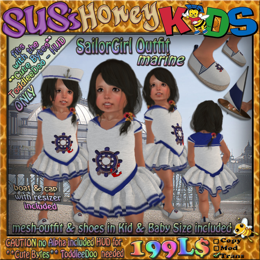 SUS HoneyKids SailorGirl Outfit in marine