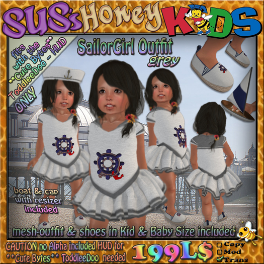SUS HoneyKids SailorGirl Outfit in grey