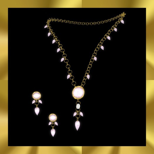 Pink Diamond Leaves Necklace Set