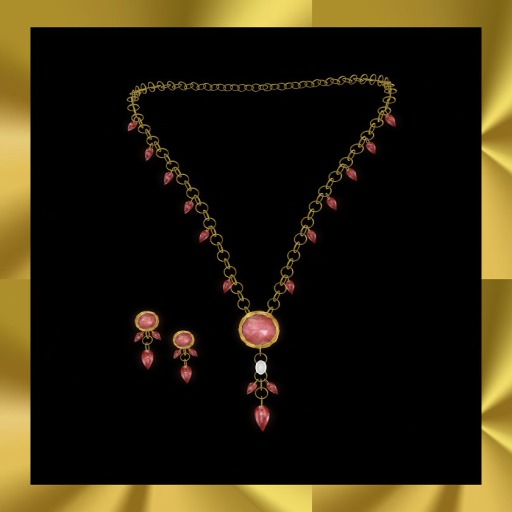 Garnet Leaves necklace Set