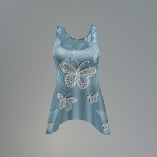 Blue Lace Butterfly Mesh Tank Top