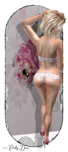 .::Pretty Demo::. Pink Roses Bra Bodice & Panty