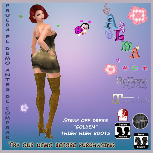 STRAP OFF GOLDEN DRESS