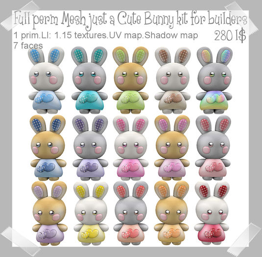 Second Life Marketplace - Full Perm MESH Just a Cute Bunny kit for builders