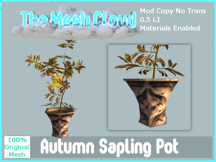 [TMC]  0.5 LI Mesh Autumn Sapling in Ornate Pot Copy