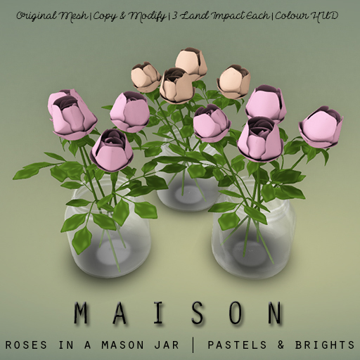 MAISON -  Mesh Roses in a Mason Jar