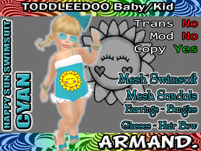 --ARMAND-- HAPPY SUN SWIMSUIT - CYAN