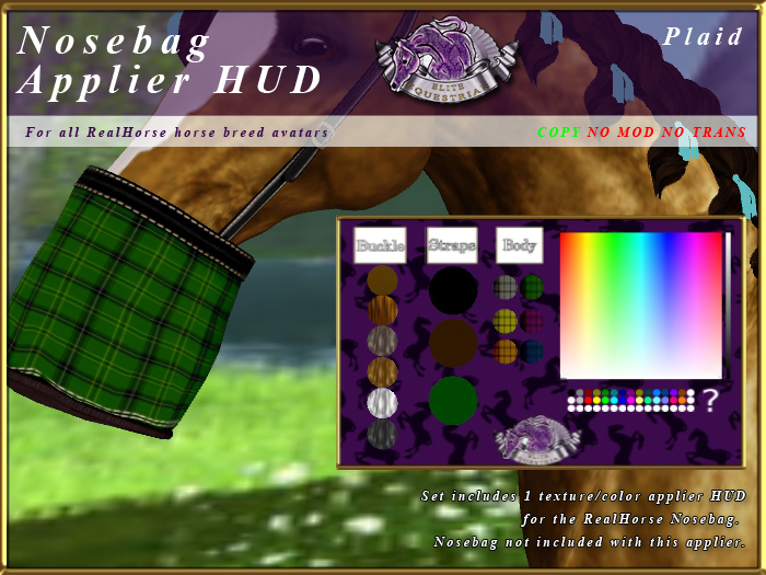 *E* RealHorse  Nosebag Applier HUD [BOXED]  Plaid
