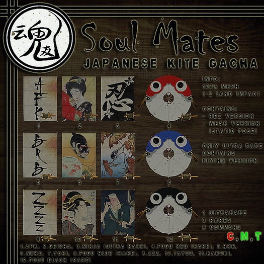 [Soul Mates] Japanese Kite - Fugu Blue RARE