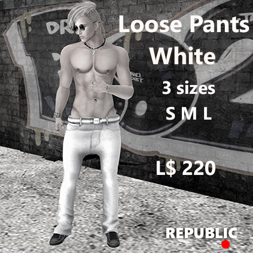 ~REPUBLIC~ LOOSE PANTS WHITE