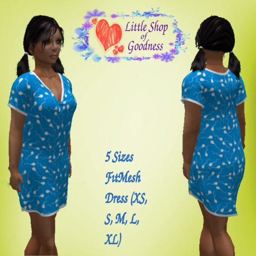 Little Blue Dress With Floating "Tadpoles" FitMesh