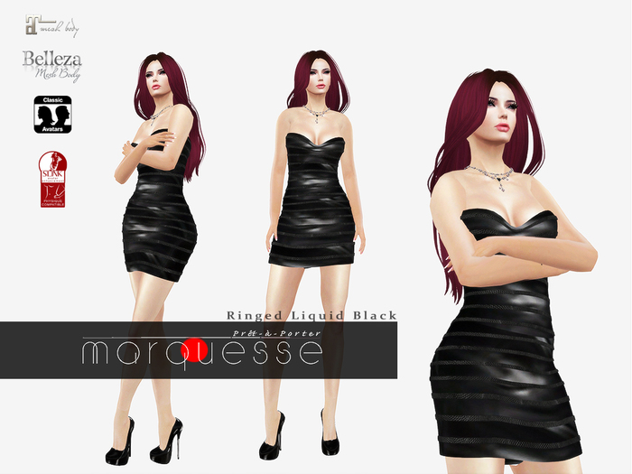 [Marquesse] Ringed Liquid Dress Black