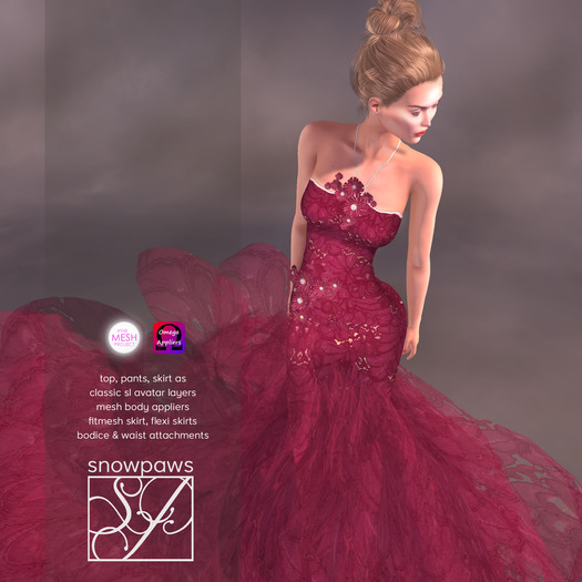 Snowpaws - Radieux Evening Gown - Red Lace