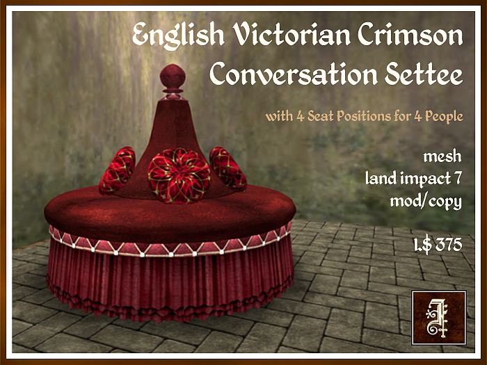 *IOLAIR* English Victorian Crimson Conversation Settee Box