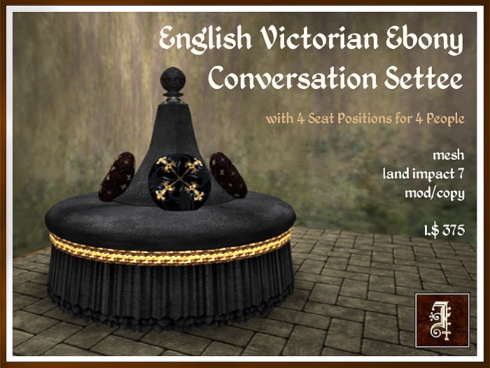 *IOLAIR* English Victorian Ebony Conversation Settee Box