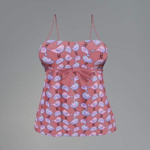 Red Bird Mesh Bow Top