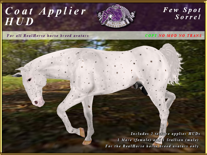 *E* RealHorse Coat Texture HUD [BOXED]  Few Spot Appy Sorrel