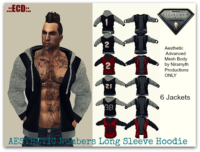.::ECD::.AESTHETIC Numbers Long Sleeve Hoodie