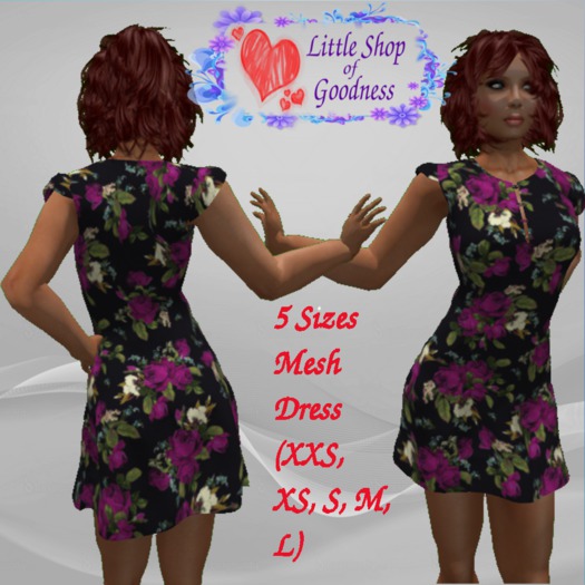 Black Mini Dress With Purple Roses Mesh DEMO