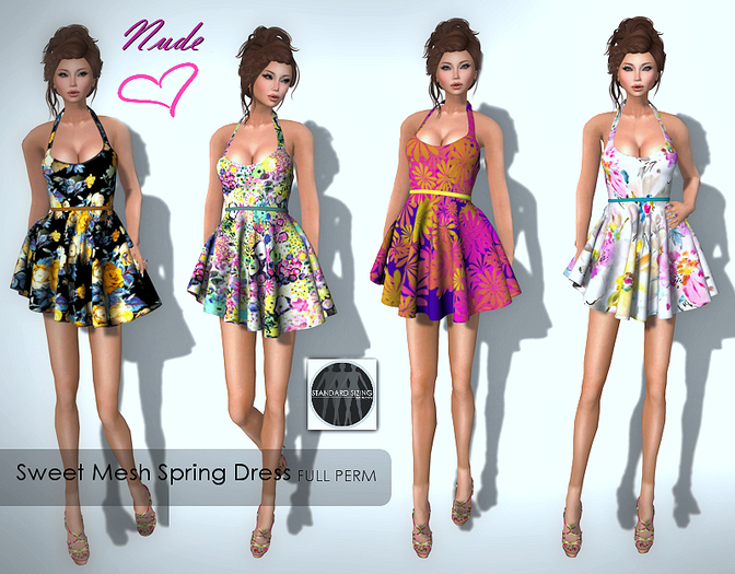 Second Life Marketplace - Nude [ Sweet Mesh Skater Spring Dress ] Full ...