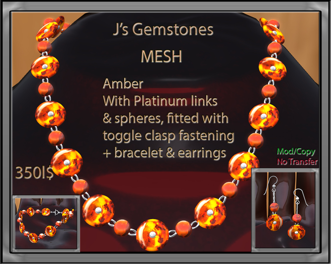 J's Mesh  Amber jewellery set