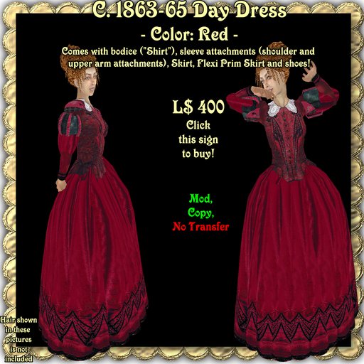 Wunderlich's red day dress, c. 1863-65