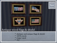 .:[ELPI] Antique patriotic wood flags