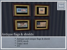 .:[ELPI] Antique patriotic wood flags  no.1