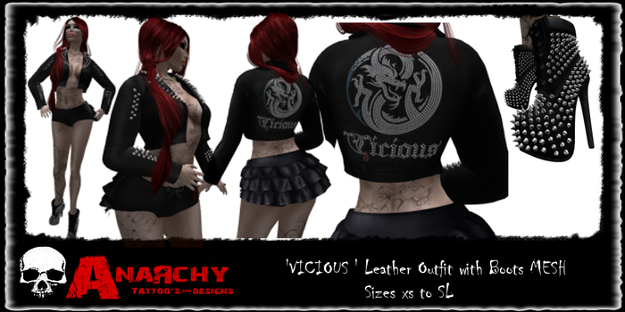 (MESH) Vicious Leather Outfit