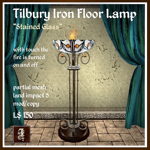 *IOLAIR* Tilbury Iron Floor Lamp "Stained Glass" Box