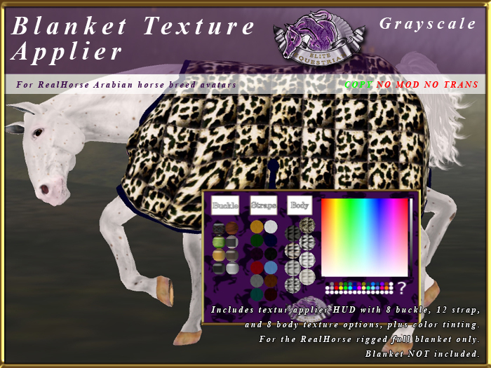 *E* RealHorse Full Blanket Applier HUD [BOXED] Grayscale