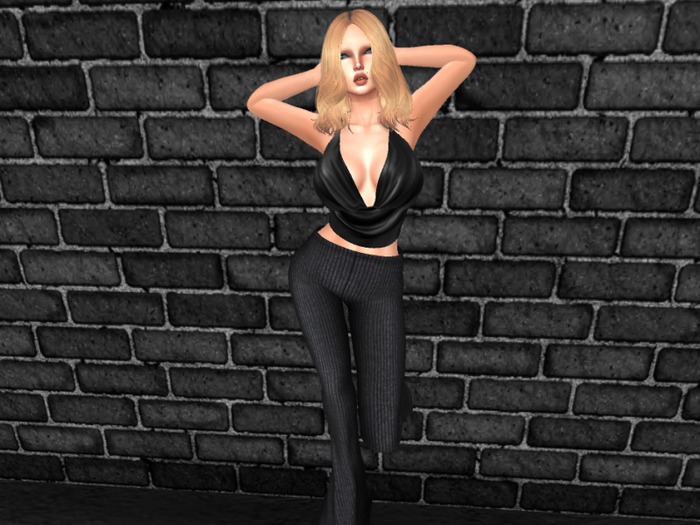 [MECKDESIGN] COWL NECK HALTER CRAP TOP BLACK