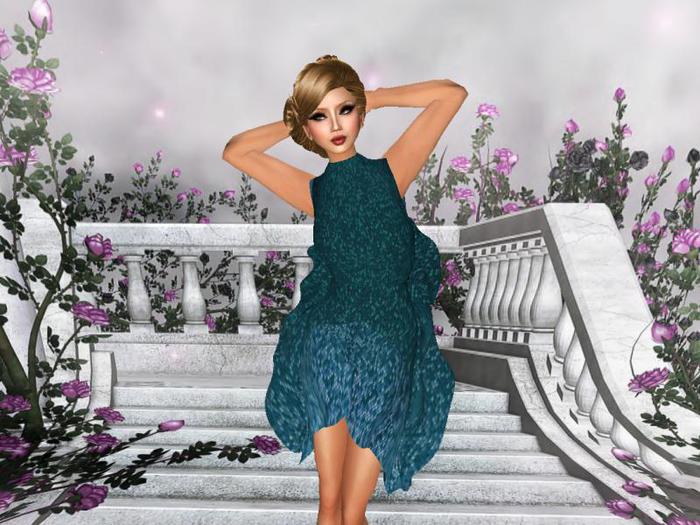 Pixel Flaps Dress Blue