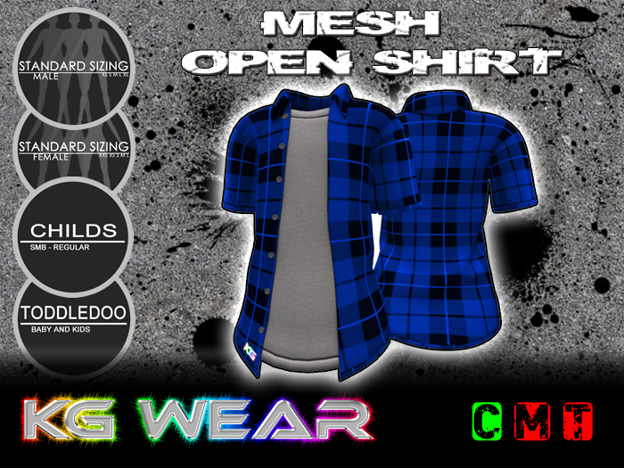 KG Button Up Open Shirt - Blue Plaid