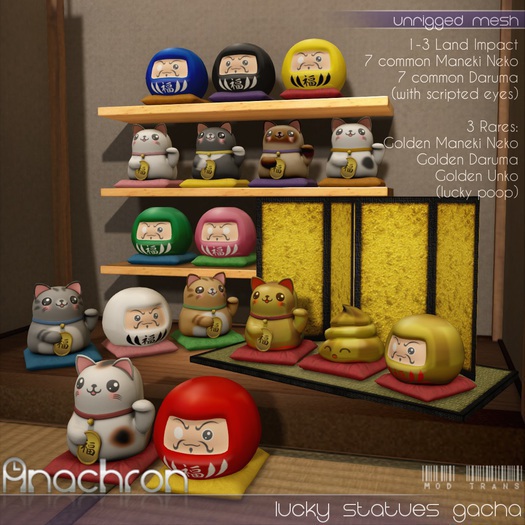 Anachron - Lucky Statues Gacha - Daruma Gold RARE