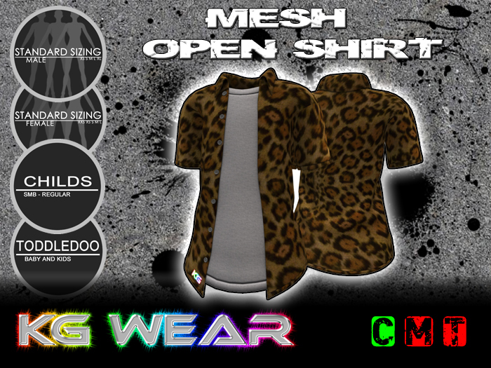 KG Button Up Open Shirt - Jaguar Animal Print