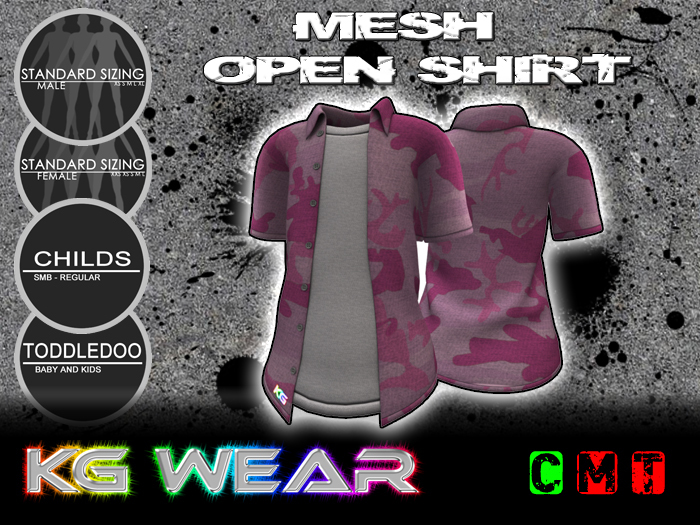 KG Button Up Open Shirt - Pink Camo