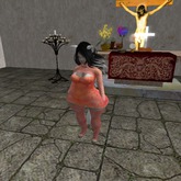 Pastel peach Keyhole dress and stockings For Starbright