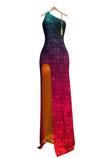 TOTOSH Rainbow One Shoulder Slit Leg Gown