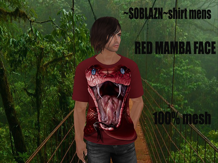 ~SOBLAZN~shirt mens RED MAMBA FACE
